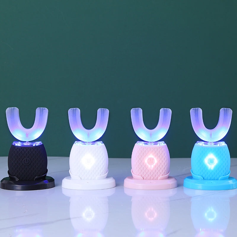 NOUVEAU RICHE 360° U-förmige Elektrische Zahnbürste – Schall-Zahnbürste mit Mundstück, 30 Sekunden Putzen, Zahnfleischmassage, USB, 4 Farben