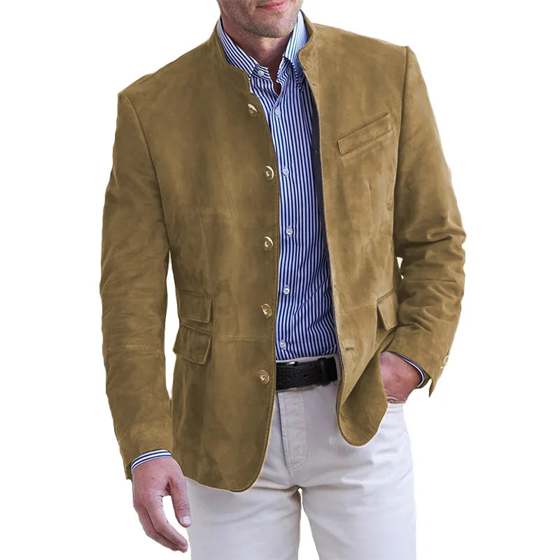 NOUVEAU RICHE Herren Klassische jacke für Herren mit Knopfverschluss Khaki
