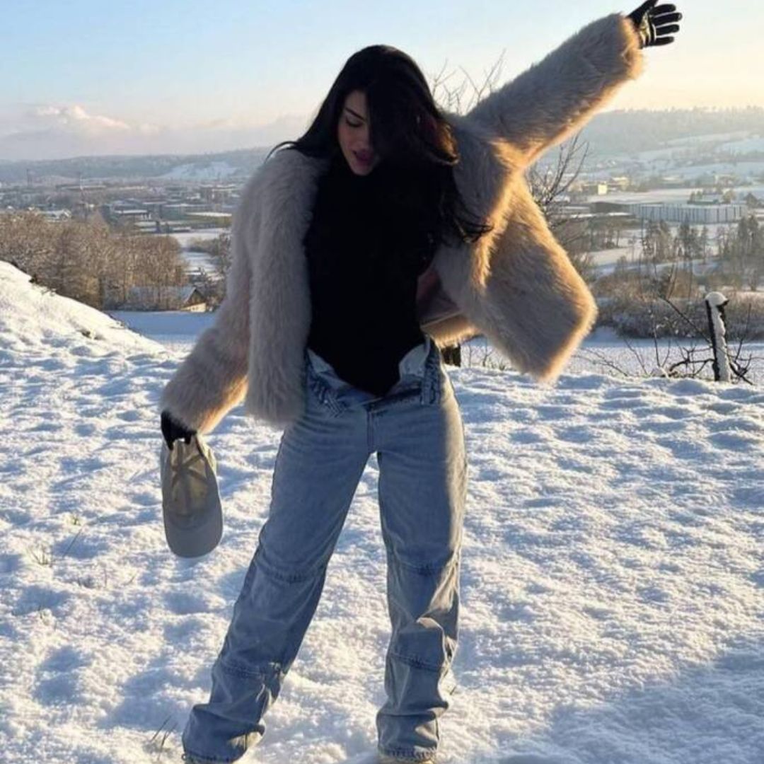 NOUVEAU RICHE Plüsch-Wintermantel aus Kunstfell Warm Kuschelig Weich