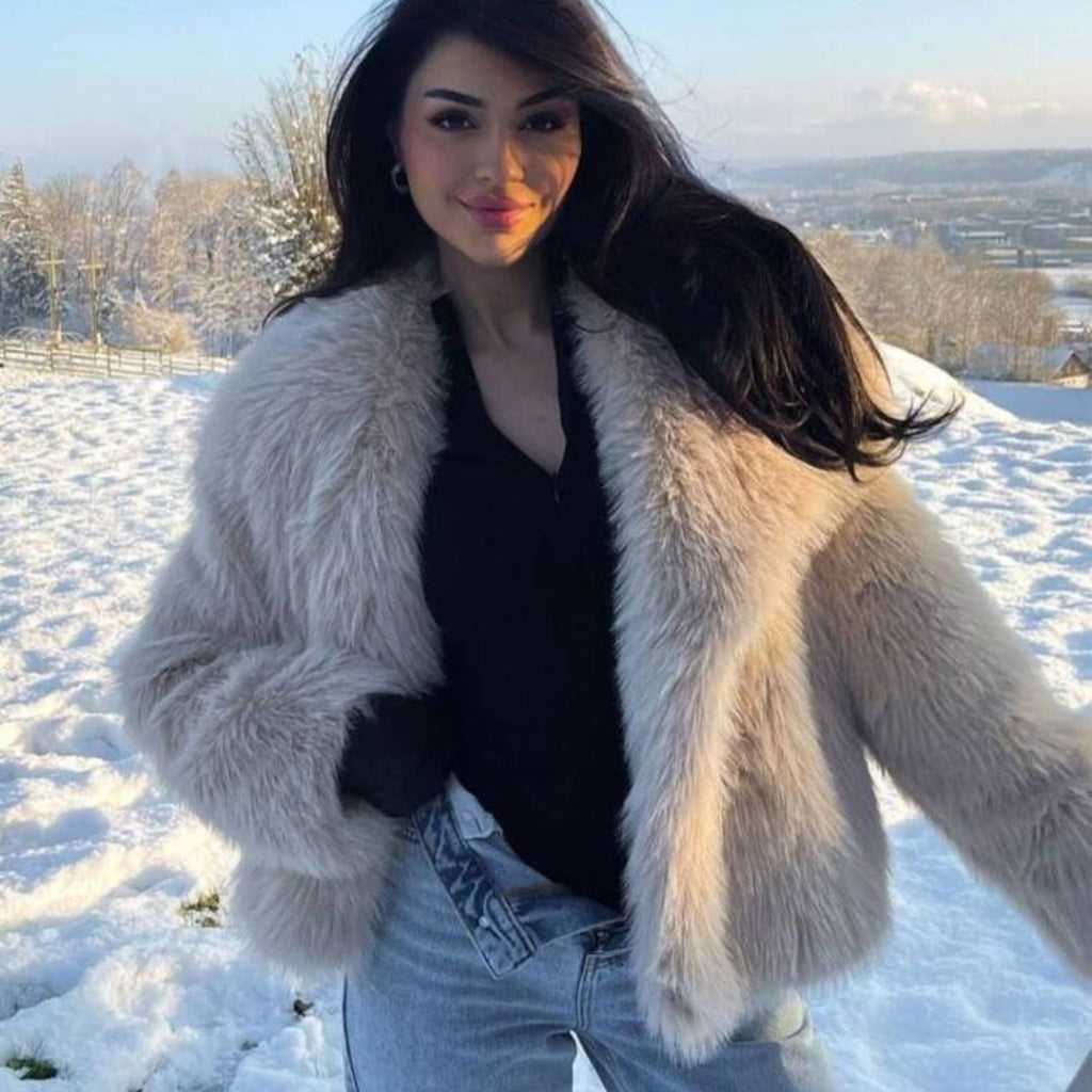 NOUVEAU RICHE Plüsch-Wintermantel aus Kunstfell Warm Kuschelig Weich