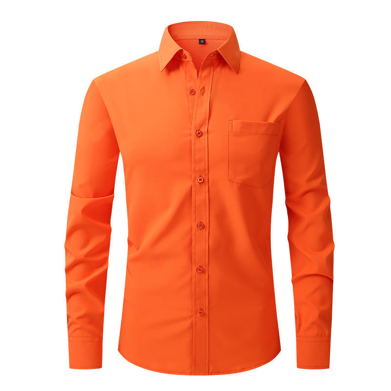 NOUVEAU RICHE Sommerhemd Leichtes Langarm Modern Fit Herren Hellblau W79 Fluoreszierendes Orange