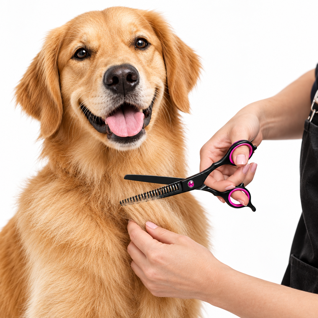 Professionelt pelsklippersæt til hunde – hundesaksesæt med lige, buet og udtyndingssaks – PrecisionPaw