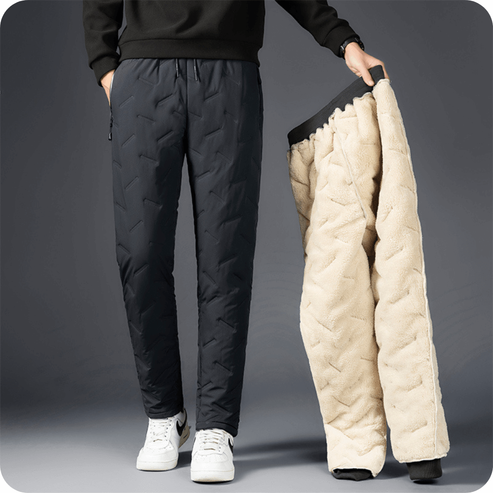 NOUVEAU RICHE Ranches | Winterfütterte Fleecehose mit Elastischem Bund – Warm und Bequem Grau