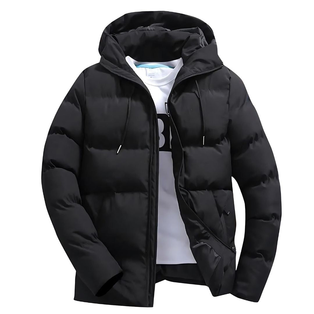 NOUVEAU RICHE Herren Winterparka – Wasserabweisender Wintermantel mit verstellbarer Kapuze & warmem Futter, 4 Farben, XS–4XL – Marmari Schwarz