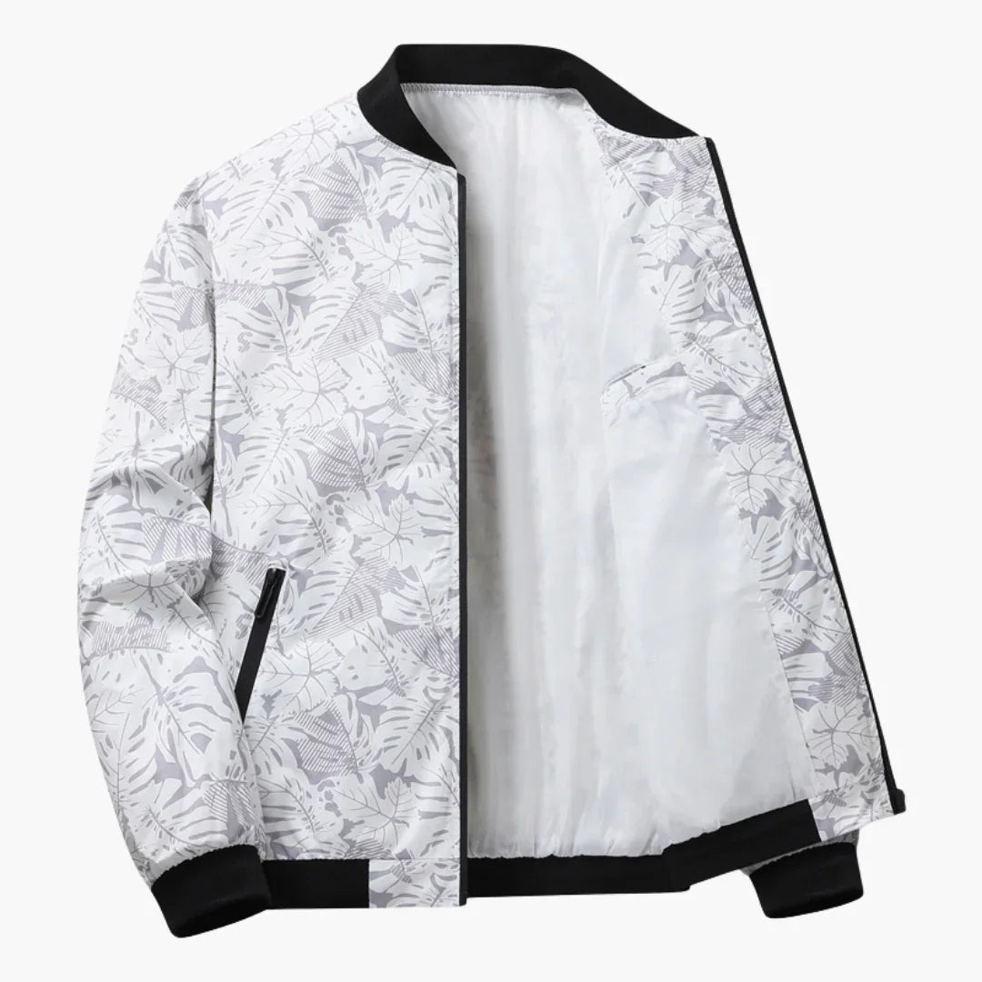 NOUVEAU RICHE Bomberjacke Herren Rippbündchen Gefüttert Für Übergangszeit Weiß