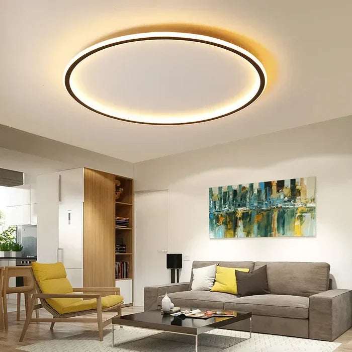 NOUVEAU RICHE Skandinavische runde Deckenleuchte – Moderne LED Deckenlampe rund, dimmbar, optional mit Fernbedienung, Ø 20–50 cm – AuroraSphere