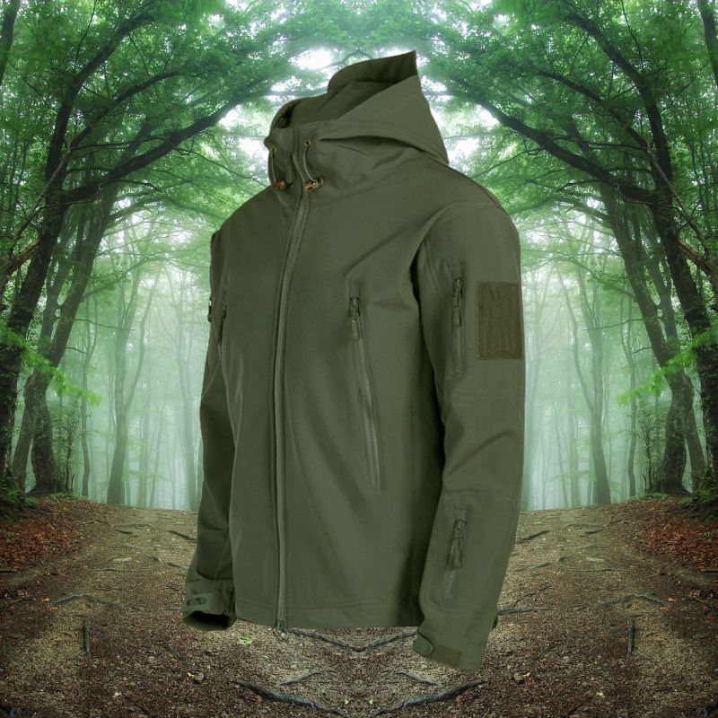 NOUVEAU RICHE Wasserdichte Jacke Herren Outdoor Alltagsbegleiter Komfort Militärgrün