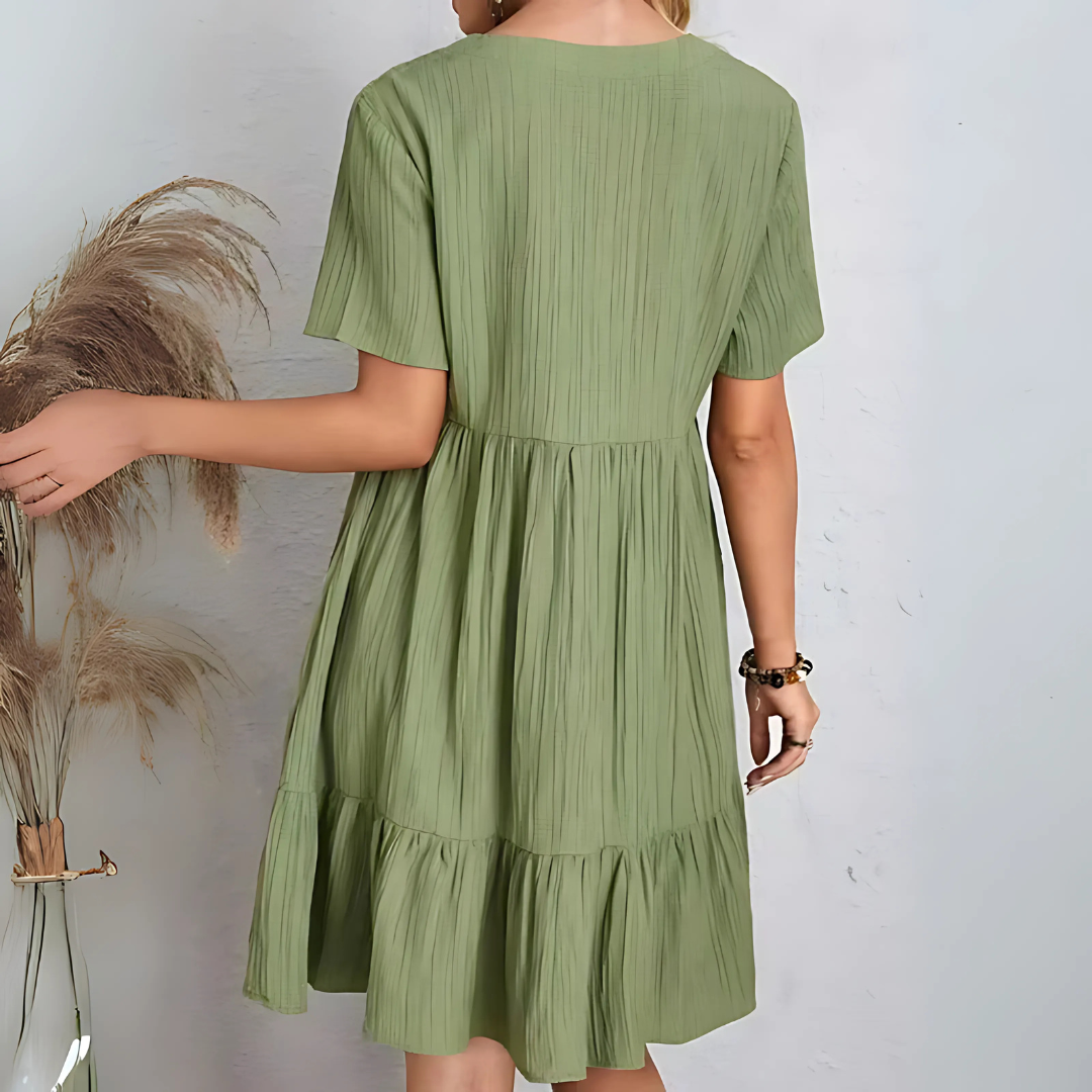 NOUVEAU RICHE Fließendes Kleid Bauch Versteckt Kurze Ärmel Leichter Stoff