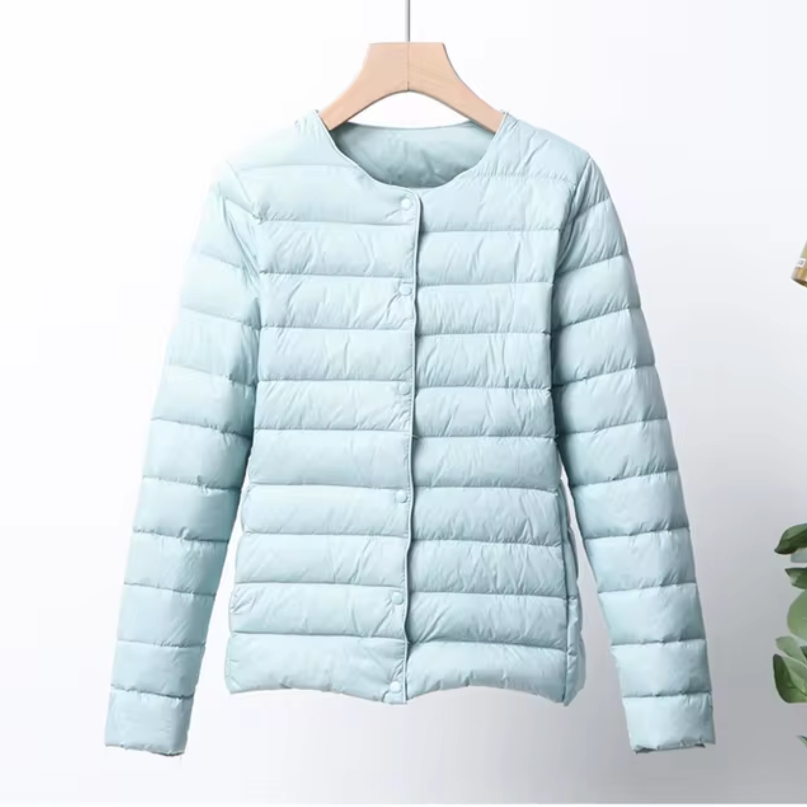 NOUVEAU RICHE Damen Ultradünne Daunenjacke Leicht Warm Kurzes Design Blau