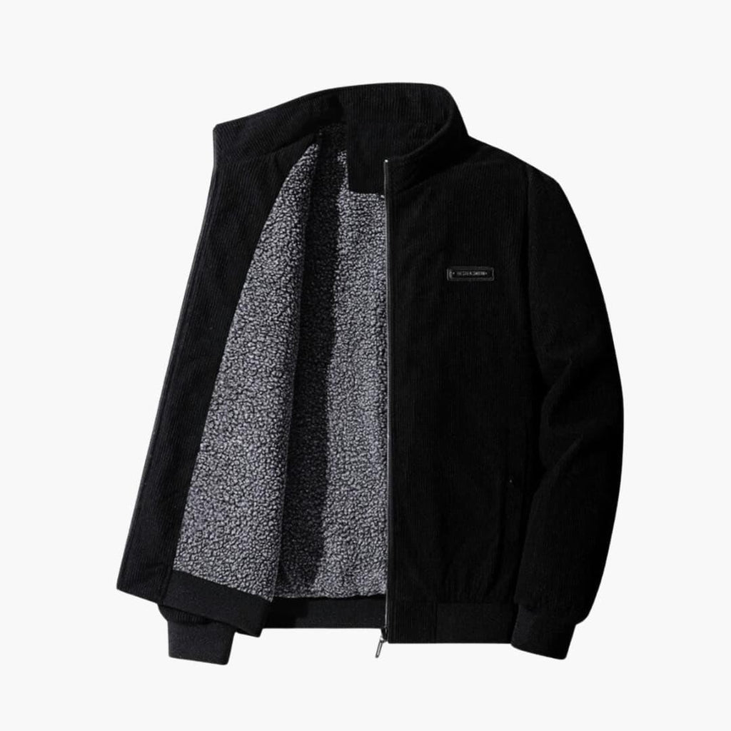 NOUVEAU RICHE Gerippte Retrojacke Für Herren Mit Struktur Vielseitig Schwarz