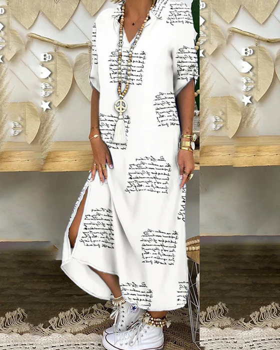 NOUVEAU RICHE Langärmeliges Kleid Druckdesign Bequeme Passform Modern