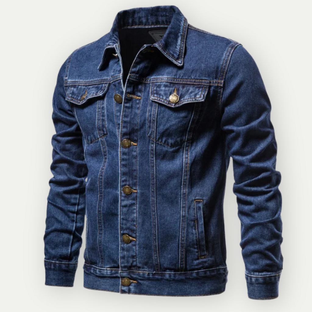 NOUVEAU RICHE Denim Jeansjacke Indigo Sommer Mit Brusttaschen Spitzkragen