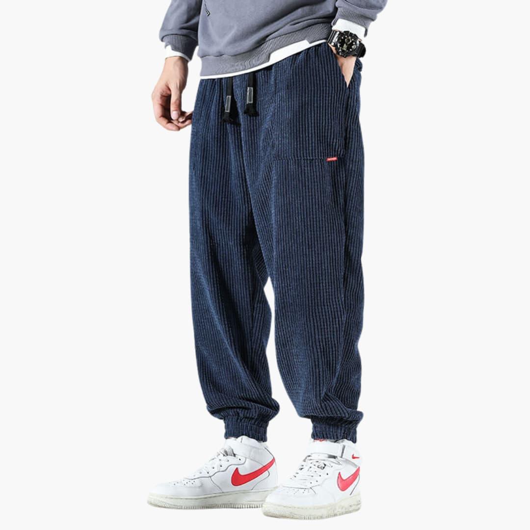 NOUVEAU RICHE Cordhose Gerippte Herren Mit Struktur Bund Gerade Bein Marineblau