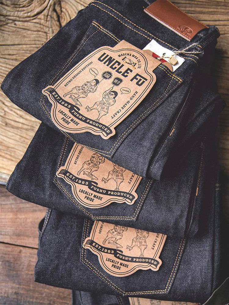 NOUVEAU RICHE Herren American Retro Stil Roh Denim Jeans Aus 100 Prozent Baumwolle Mit Klassischem Geradem Bein Design