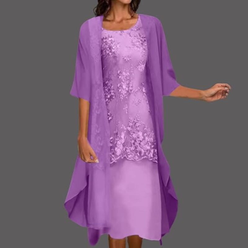 NOUVEAU RICHE Damen Zweiteiliges Minikleid Mit Blumenmuster Für Damen Set Violett