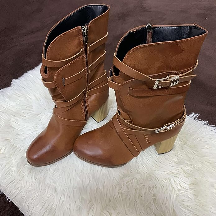 NOUVEAU RICHE Lederstiefeletten PU Leder Retrolook Boho Stil Damen