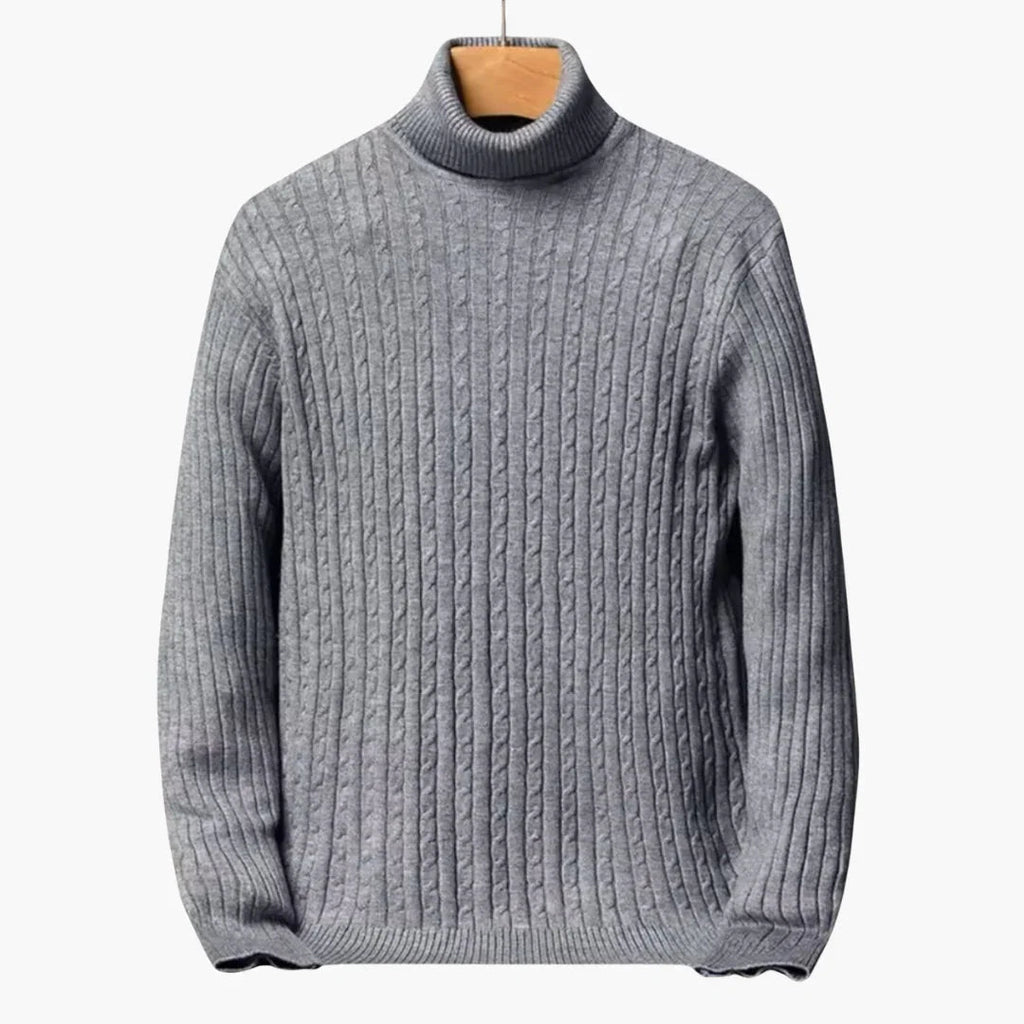 NOUVEAU RICHE Herren Rollkragenpullover Figurbetonte Passform Schlank Hellgrau