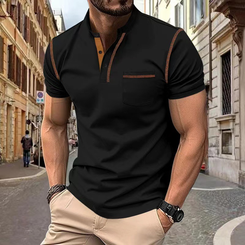 NOUVEAU RICHE Herren Polohemd Baumwolle Blau Allroundkomfort Und Freizeit Schwarz