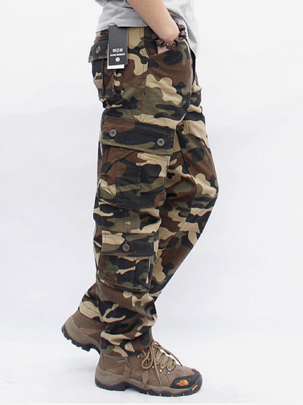 NOUVEAU RICHE Herren Camouflage Militärhose Gerade Schnitt Baumwolle Cargo Pants Mit Seitentaschen Für Komfort Und Stil Khaki