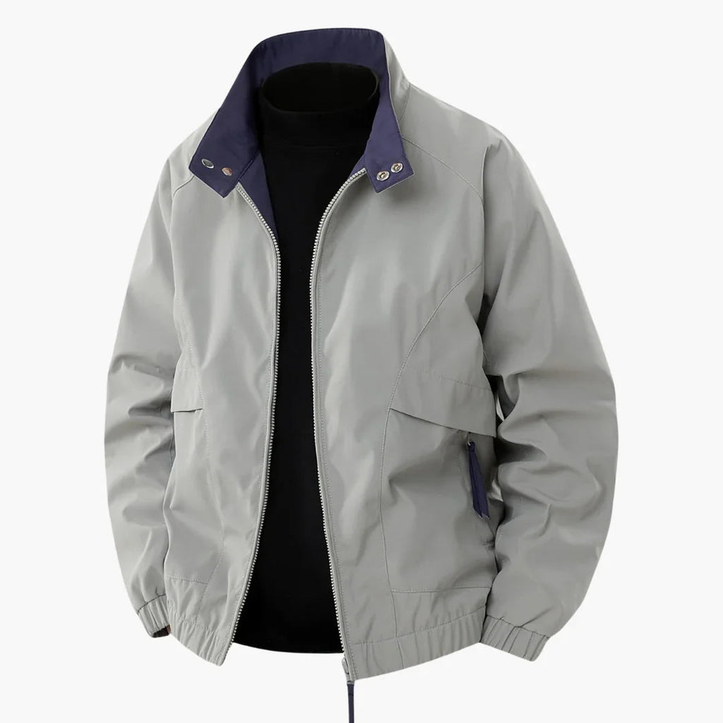 NOUVEAU RICHE Gefütterte Bomberjacke Herren Übergangsjacke Mit Fronttaschen Grau