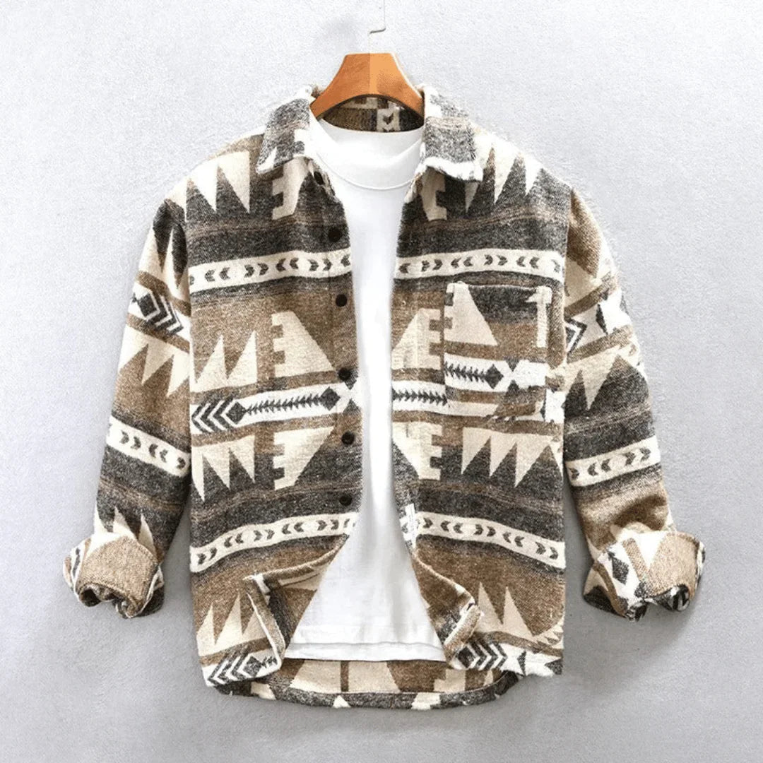NOUVEAU RICHE Hemd Jacquard Flanell Für Herren Strukturierter Schnitt Sandwood Tan