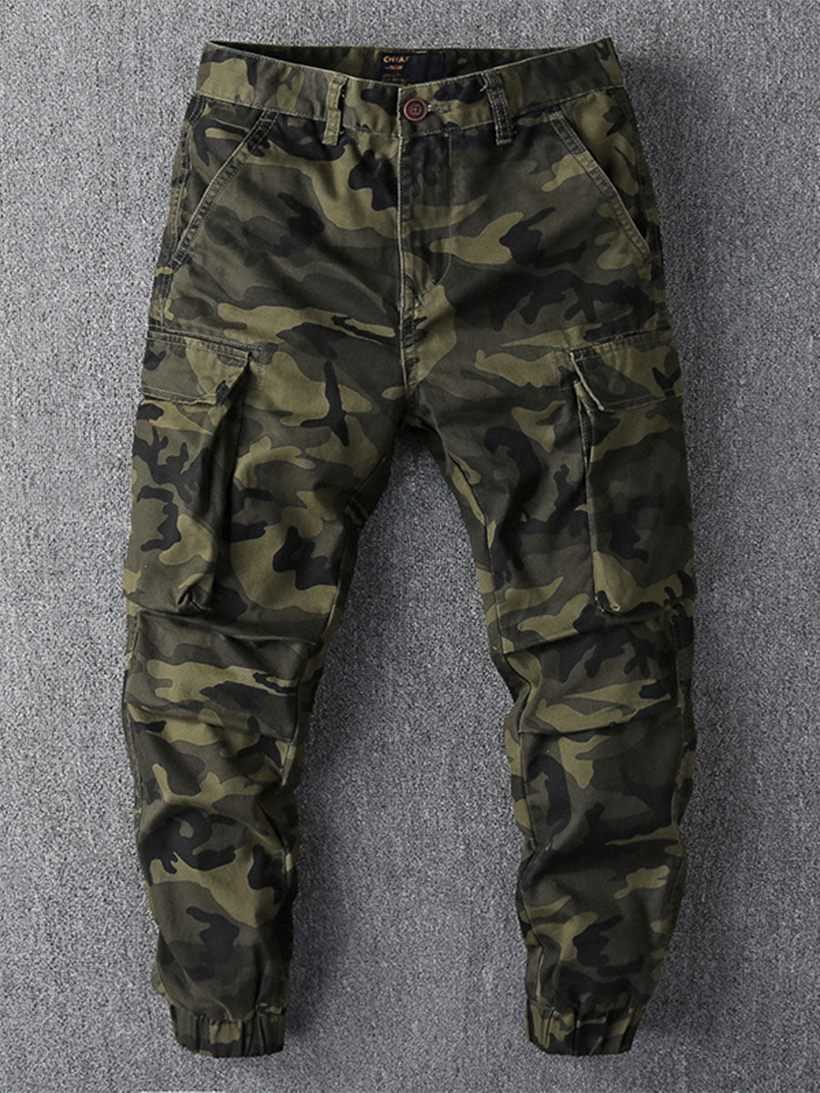 NOUVEAU RICHE Herren Camouflage Cargo Jogginghose Aus Atmungsaktiver Baumwolle Für Outdoor-Aktivitäten Und Streetstyle Schwarzes Camouflage