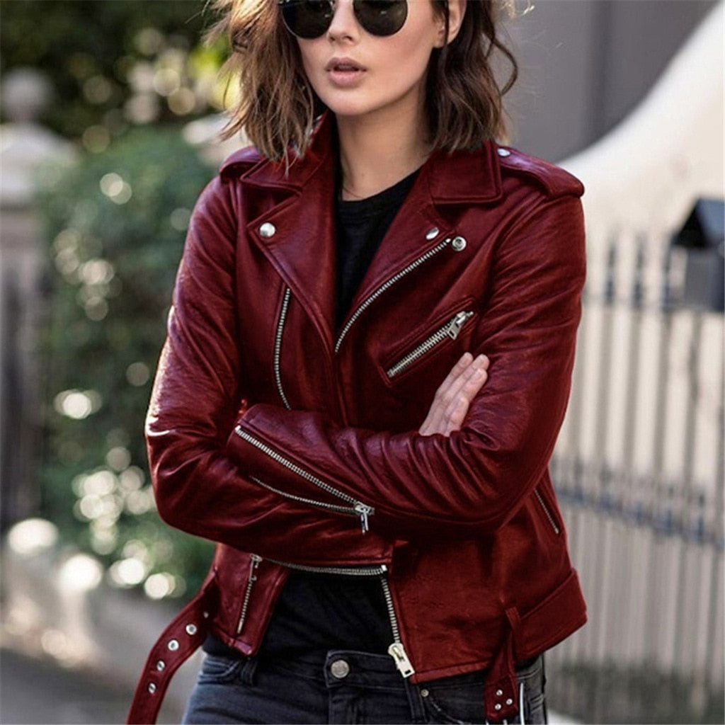 NOUVEAU RICHE Motorradjacke Kleiderschrank-Basic Outfit Biker-Stil Rot