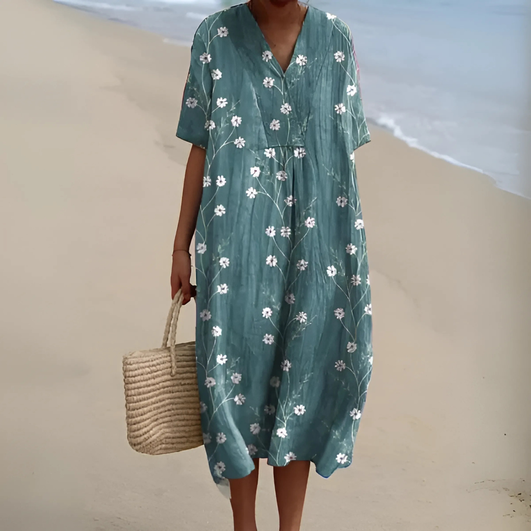NOUVEAU RICHE Sommerkleid Blumenmuster Weit Geschnitten Leichtes Material Blume 14