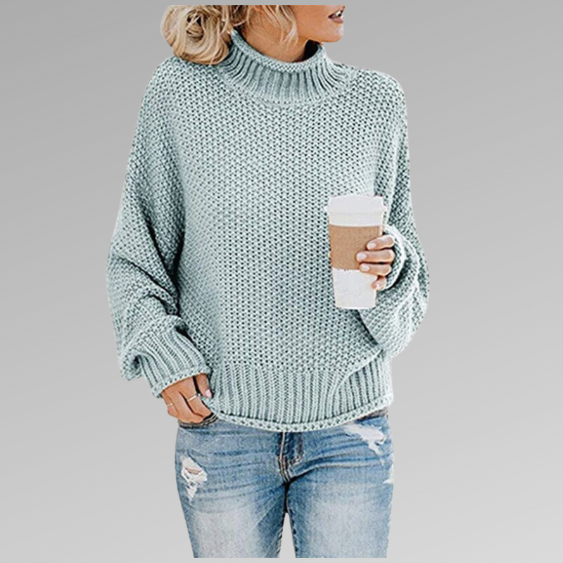 NOUVEAU RICHE Bersh | Damen Lockerer Strickpullover für den Winter Himmelblau