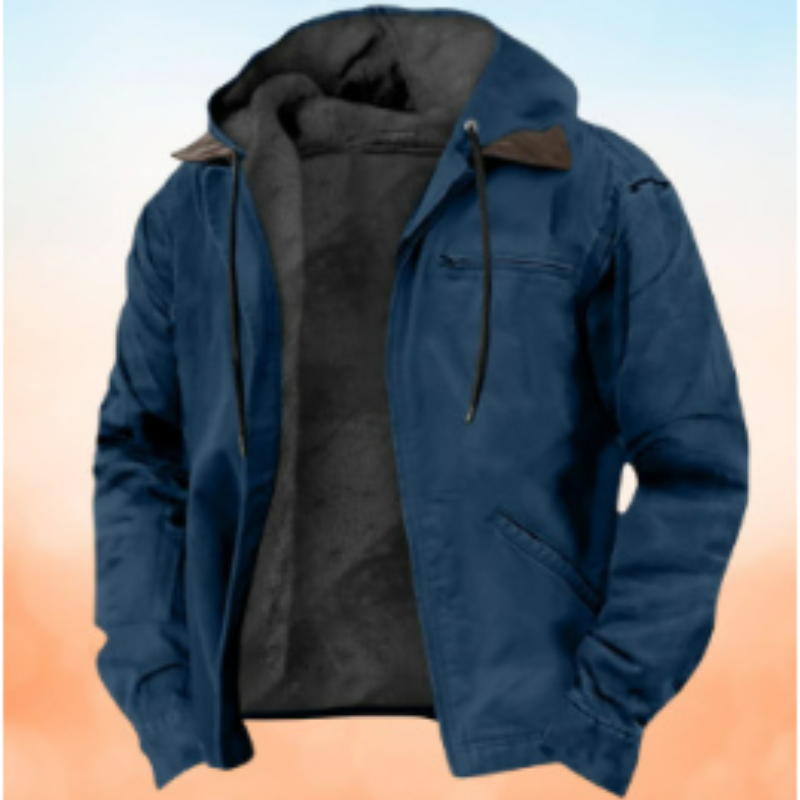 NOUVEAU RICHE Kapuzenjacke Herren Warm Winterjacke Klassisch Alltagslook Blau