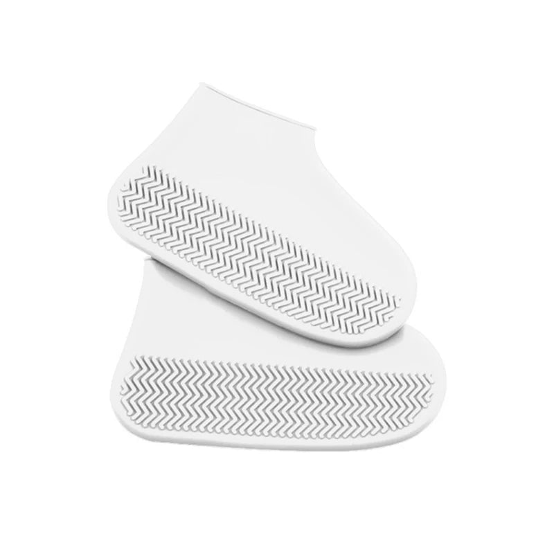 NOUVEAU RICHE Wasserdichte Schuhüberzieher – Wiederverwendbare elastische Regenüberschuhe für Spaziergänge & Velo, waschbar, 5 Farben, S–L Weiss