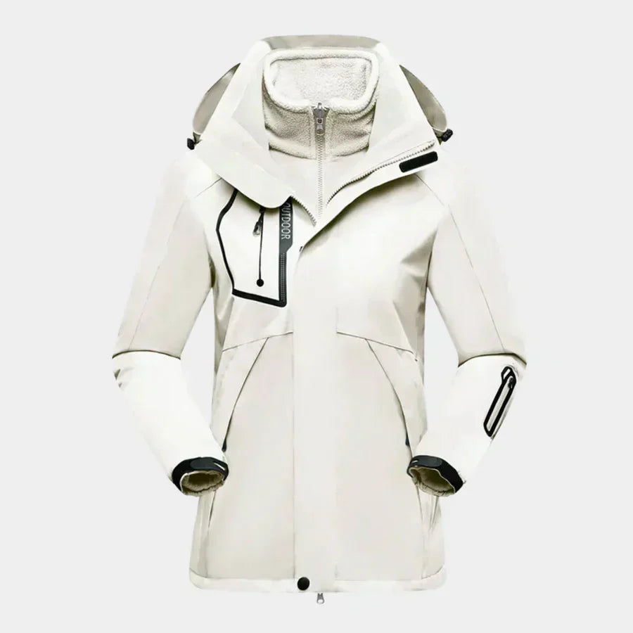 NOUVEAU RICHE Damen Skijacke – Stylische Langarm Jacke mit Flexiblen Schutz Weiß