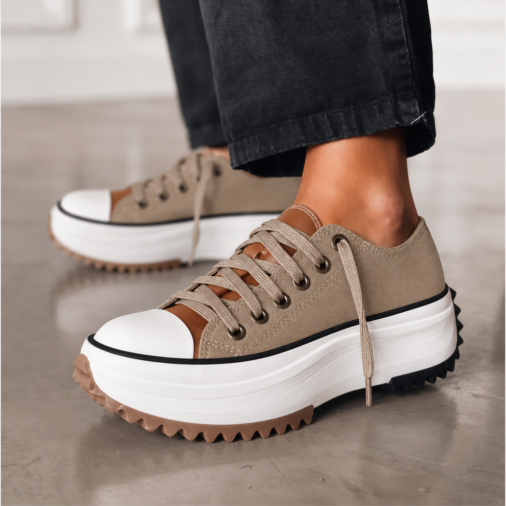 NOUVEAU RICHE Bequeme Damen Sneaker mit Fussbett – Komfort Sneaker mit Gewölbe- & Fersenstütze, gepolstert, 3 Farben, Gr. 35–43 – Parsha Braun