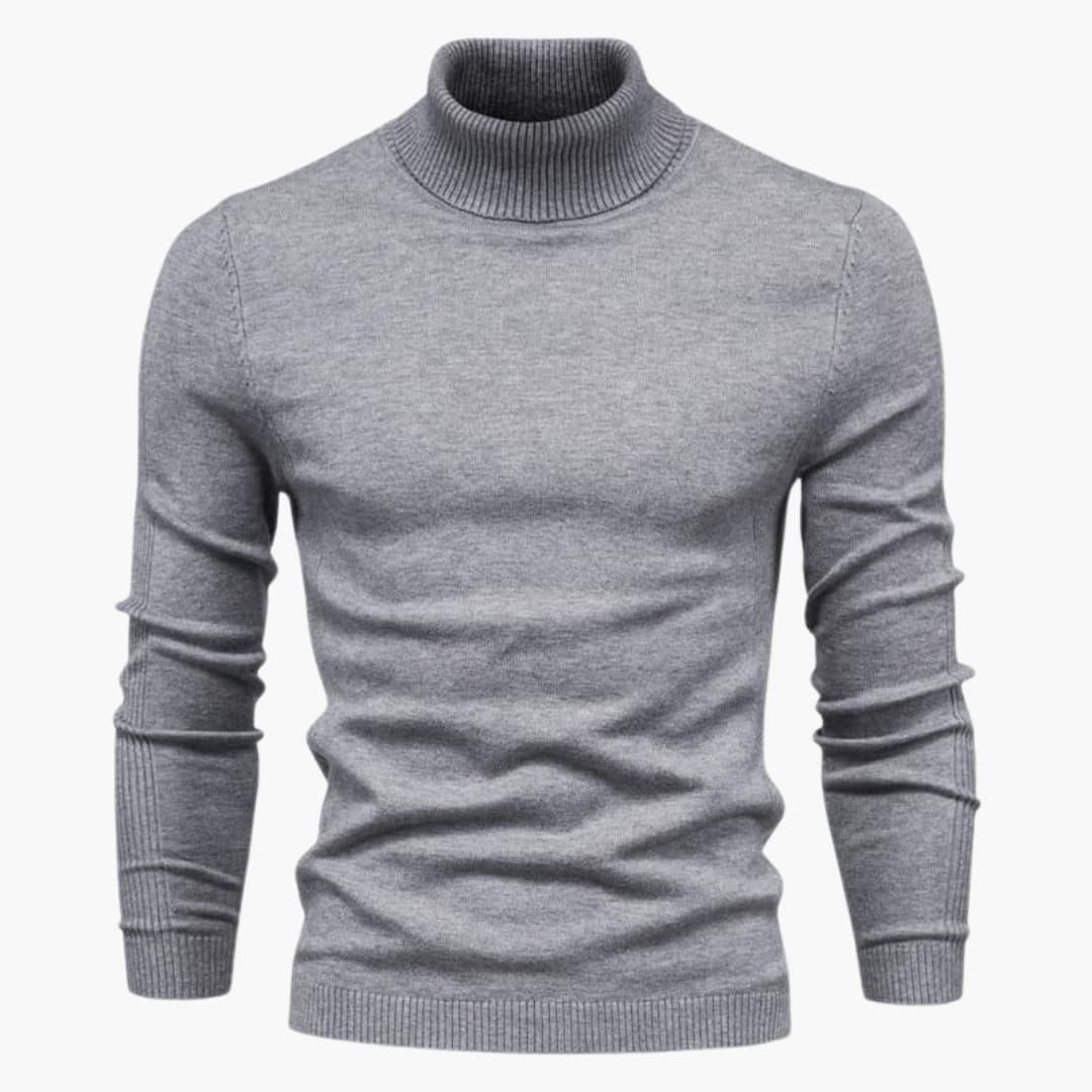 NOUVEAU RICHE Rollkragenpullover Herren Strukturmaterial Bequeme Passform Grau