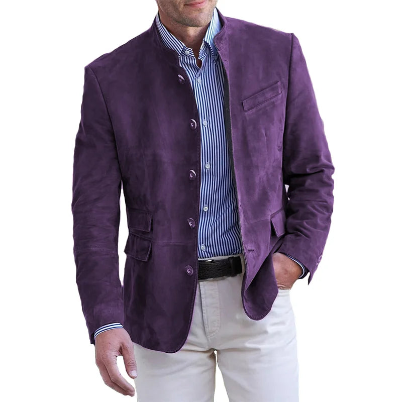 NOUVEAU RICHE Herren Klassische jacke für Herren mit Knopfverschluss Lila