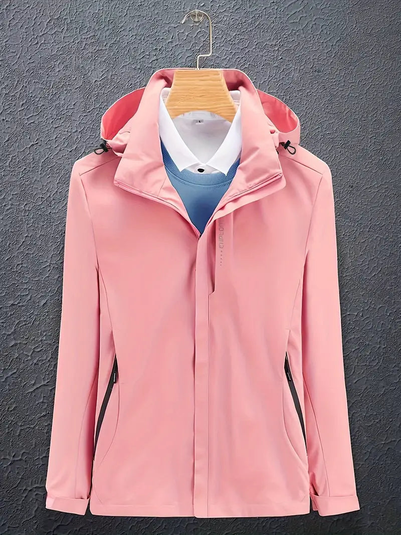 NOUVEAU RICHE Damen Skijacke – Stilvolle Wasserdichte Kapuzenjacke mit Langarm Rosa