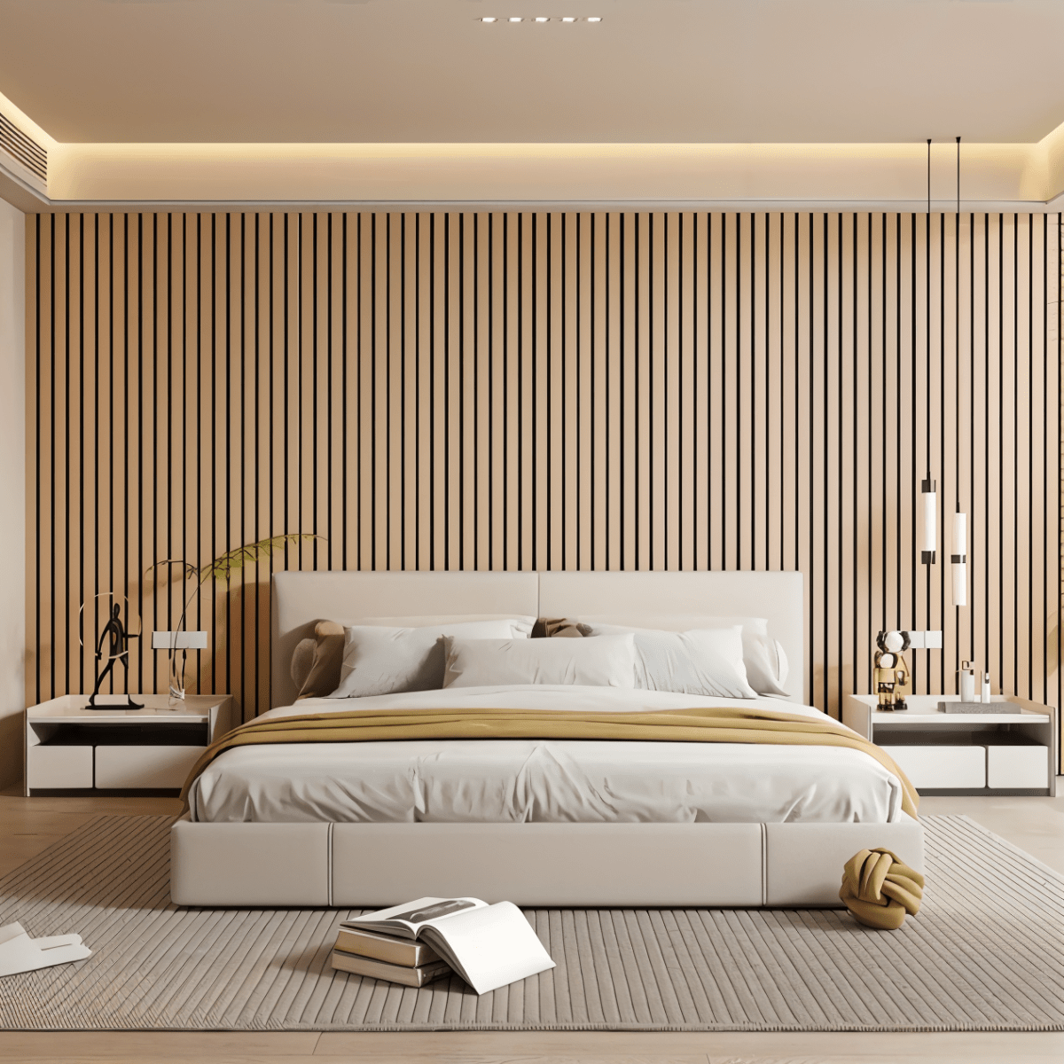 NOUVEAU RICHE Wandpaneele Selbstklebend Holzoptik – 3D Lamellen Wandverkleidung aus PVC, Rolle 40 x 300 cm, wasserabweisend, 4 Farben
