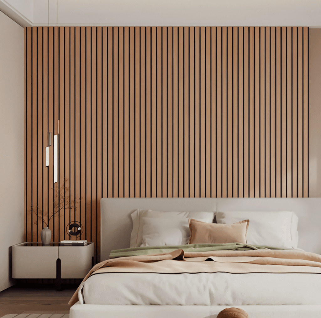 NOUVEAU RICHE Wandpaneele Selbstklebend Holzoptik – 3D Lamellen Wandverkleidung aus PVC, Rolle 40 x 300 cm, wasserabweisend, 4 Farben