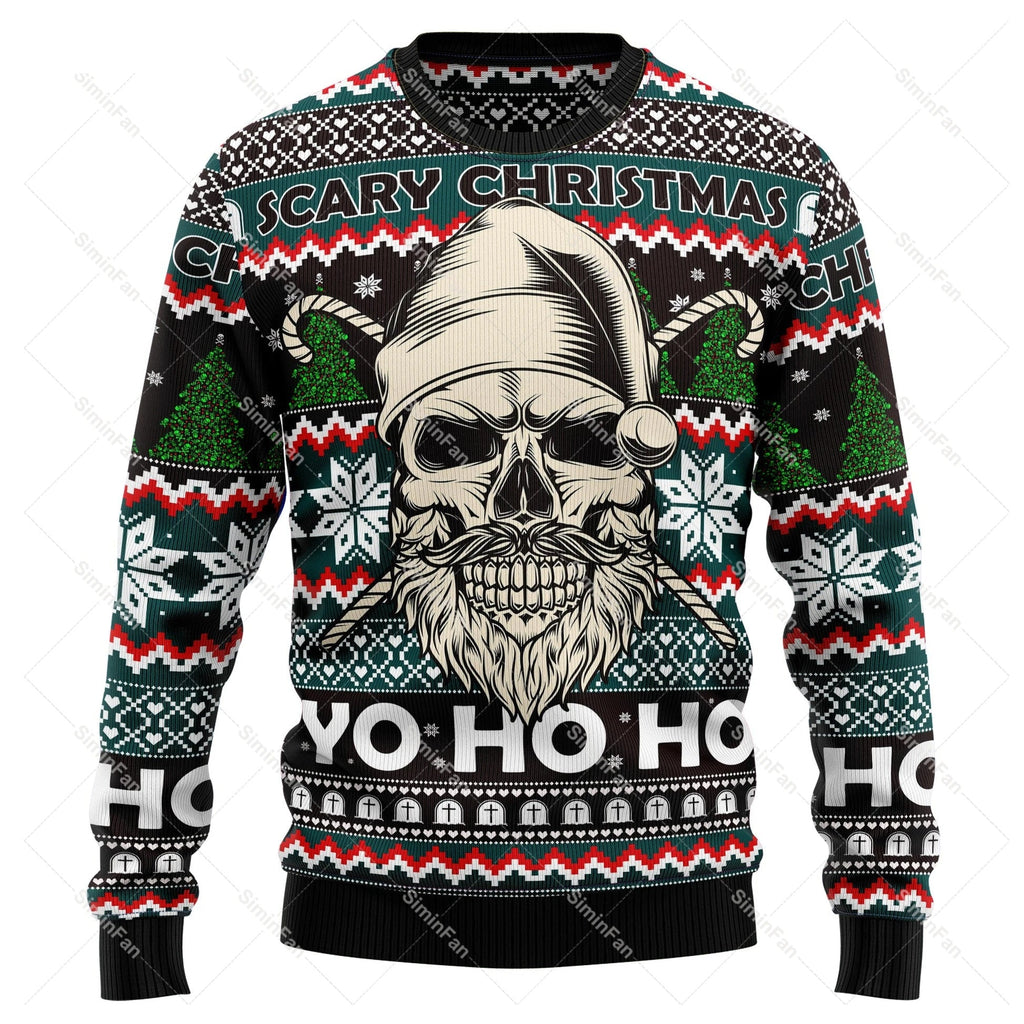 GrungeFest Weihnachtspullover – Ugly Christmas Sweater Herren mit Totenkopf-Print, Pullover im Grunge-Look, S–5XL – Ranches