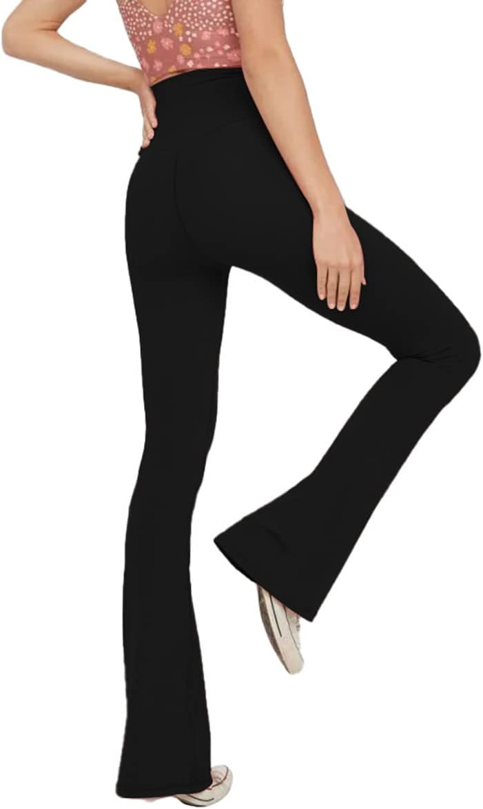 NOUVEAU RICHE Ausgestellte Yoga-Leggings – Flared Leggings Damen mit V-Bund, High Waist Bootcut Yogahose, 9 Farben, XS–2XL – Pamelo VFit