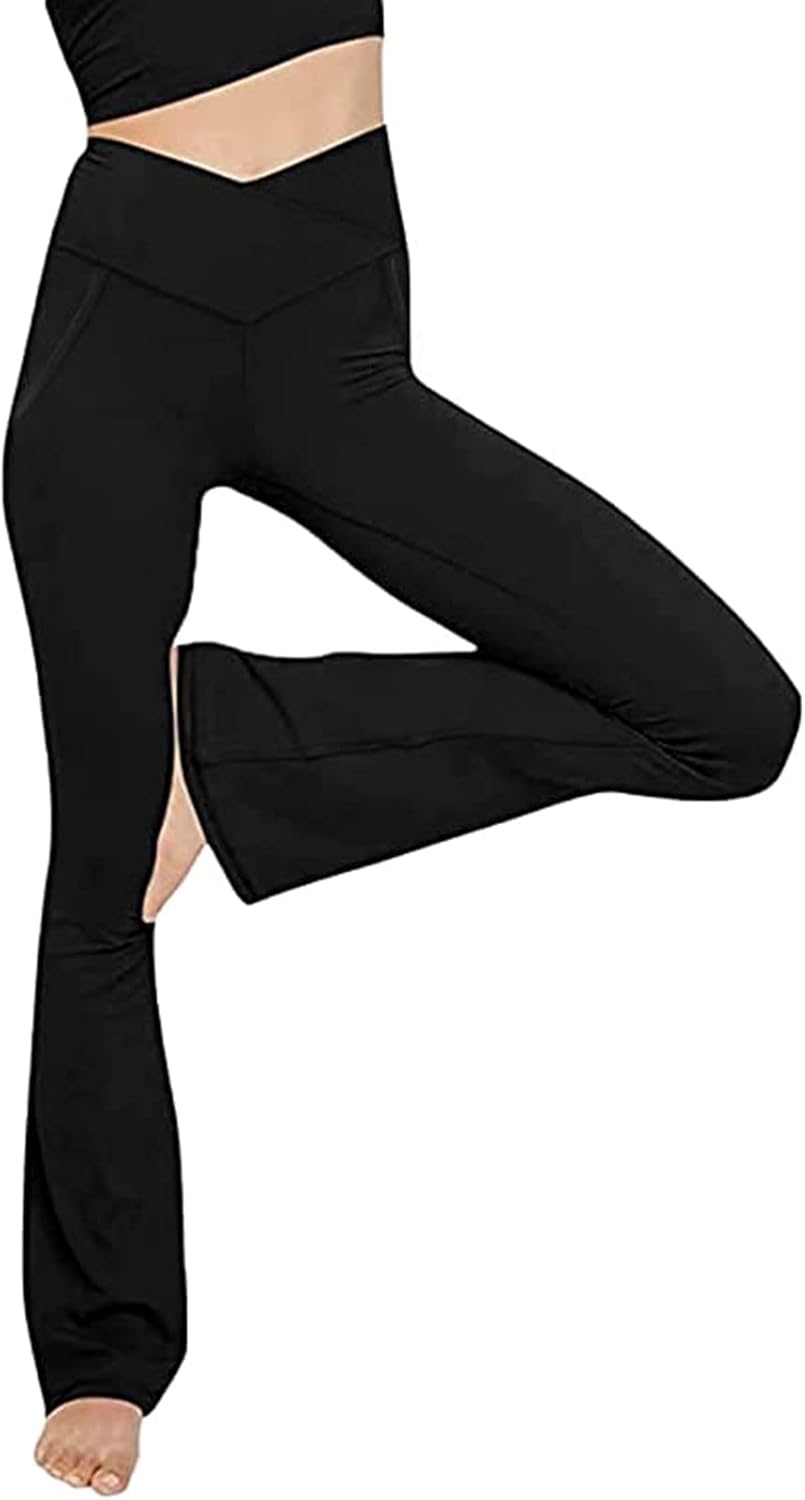 NOUVEAU RICHE Ausgestellte Yoga-Leggings – Flared Leggings Damen mit V-Bund, High Waist Bootcut Yogahose, 9 Farben, XS–2XL – Pamelo VFit