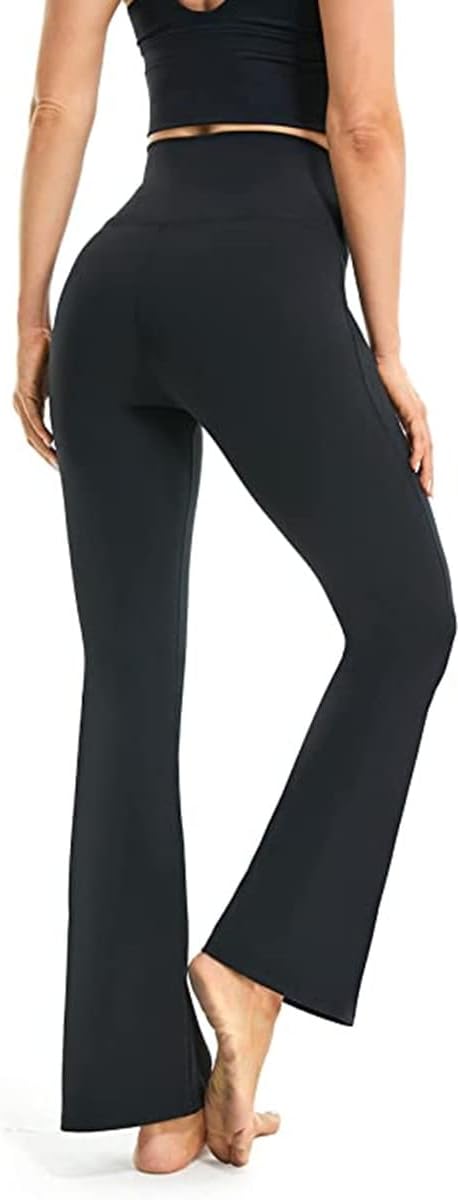 NOUVEAU RICHE Ausgestellte Yoga-Leggings – Flared Leggings Damen mit V-Bund, High Waist Bootcut Yogahose, 9 Farben, XS–2XL – Pamelo VFit