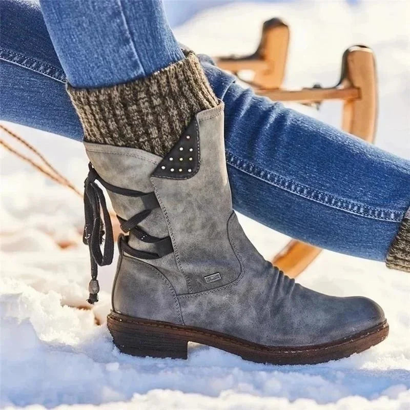 NOUVEAU RICHE Winterschuhe Damen Warm Gefüttert Rutschfeste Sohle Größe 38 Grau