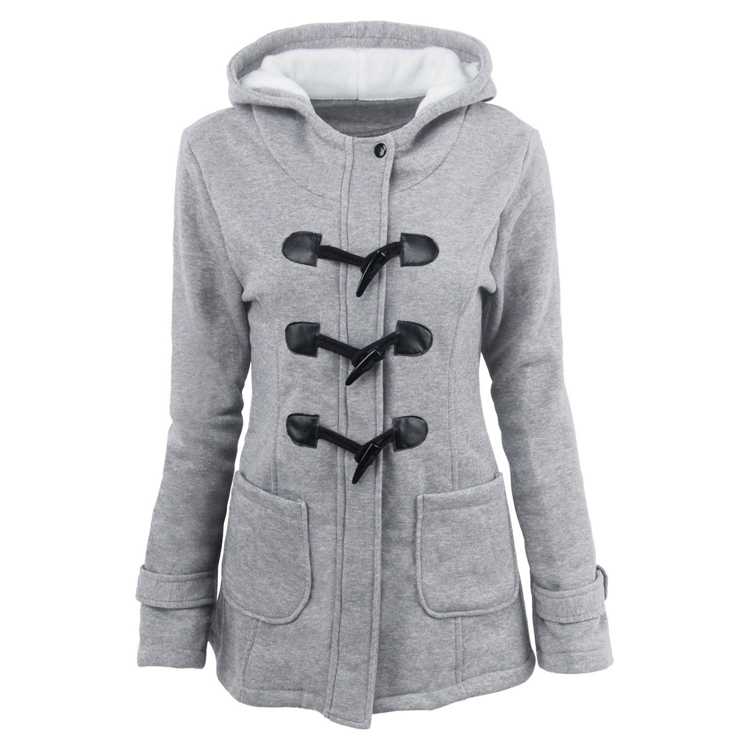 NOUVEAU RICHE Dufflecoat Damen Kapuze Taschen Warmes Material Outdoor - Winterjacke - Wintermäntel Damen