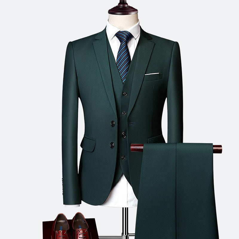NOUVEAU RICHE Elegantes 3-teiliges Herrenanzug-Set für formelle Anlässe – Hochwertiger Anzug mit Weste und Krawatte Grün