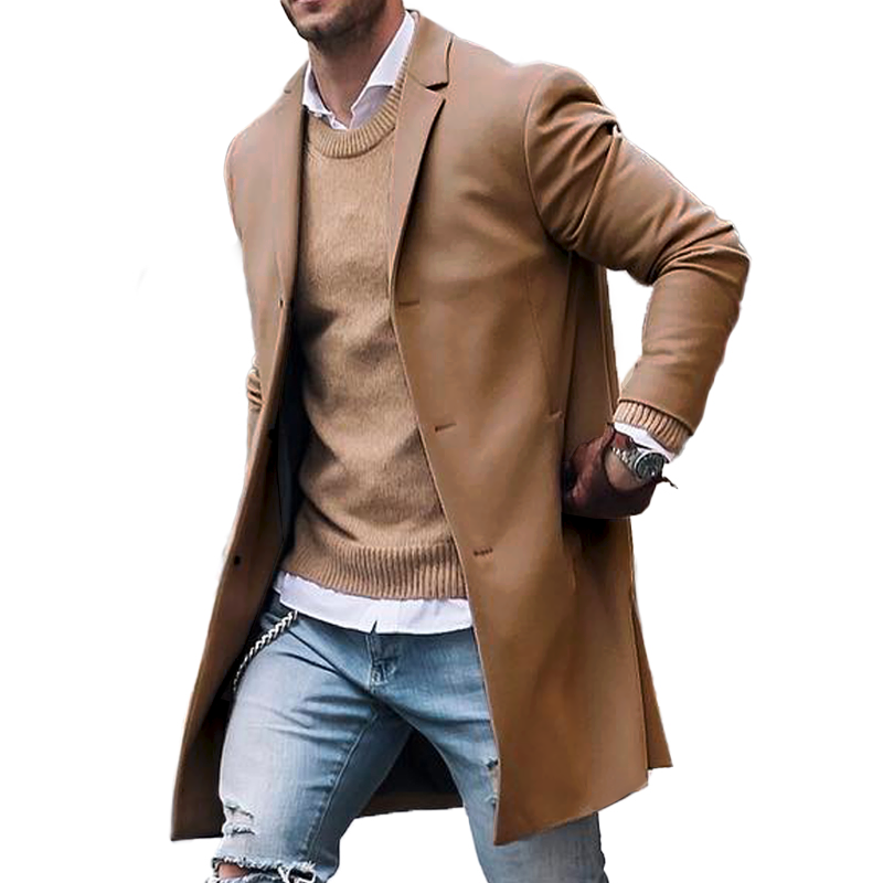 NOUVEAU RICHE Einreiher-Trenchcoat für Herren aus hochwertigem Material – eleganter Stil für jede Gelegenheit
