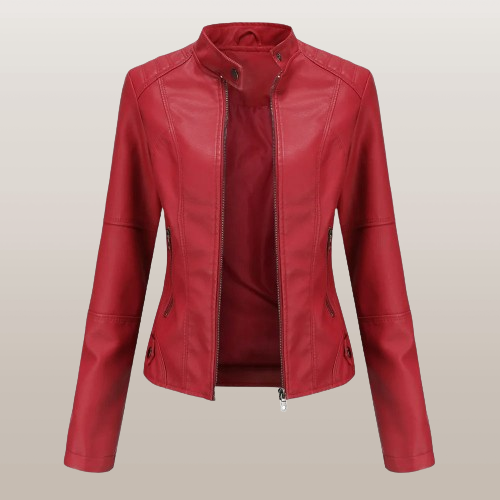 NOUVEAU RICHE Damen Jacke Elegante Reißverschluss Taillierter Schnitt Rot