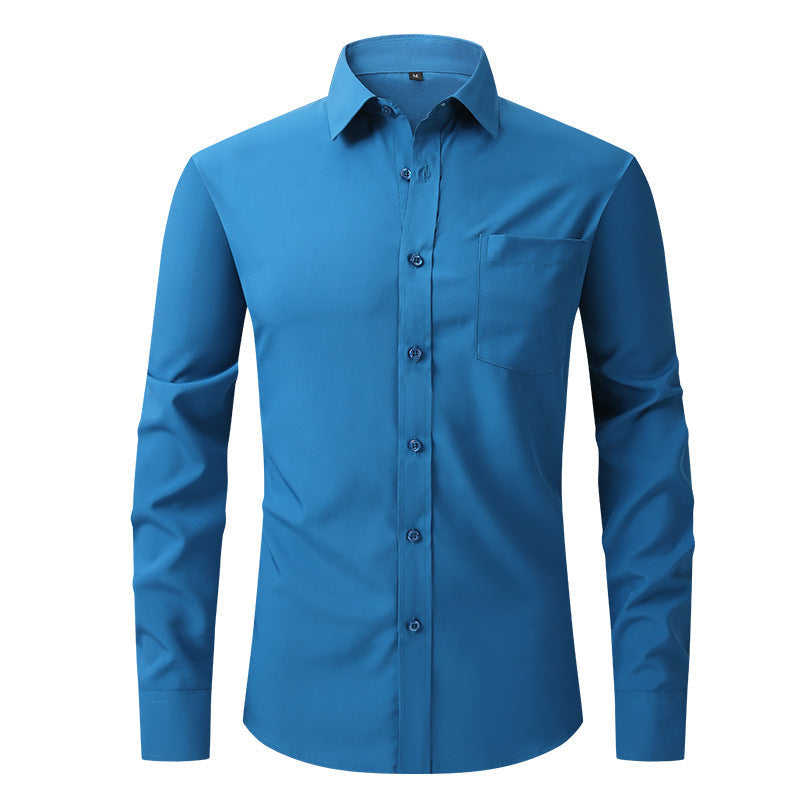 NOUVEAU RICHE Sommerhemd Leichtes Langarm Modern Fit Herren Hellblau W716 Sachsenblau