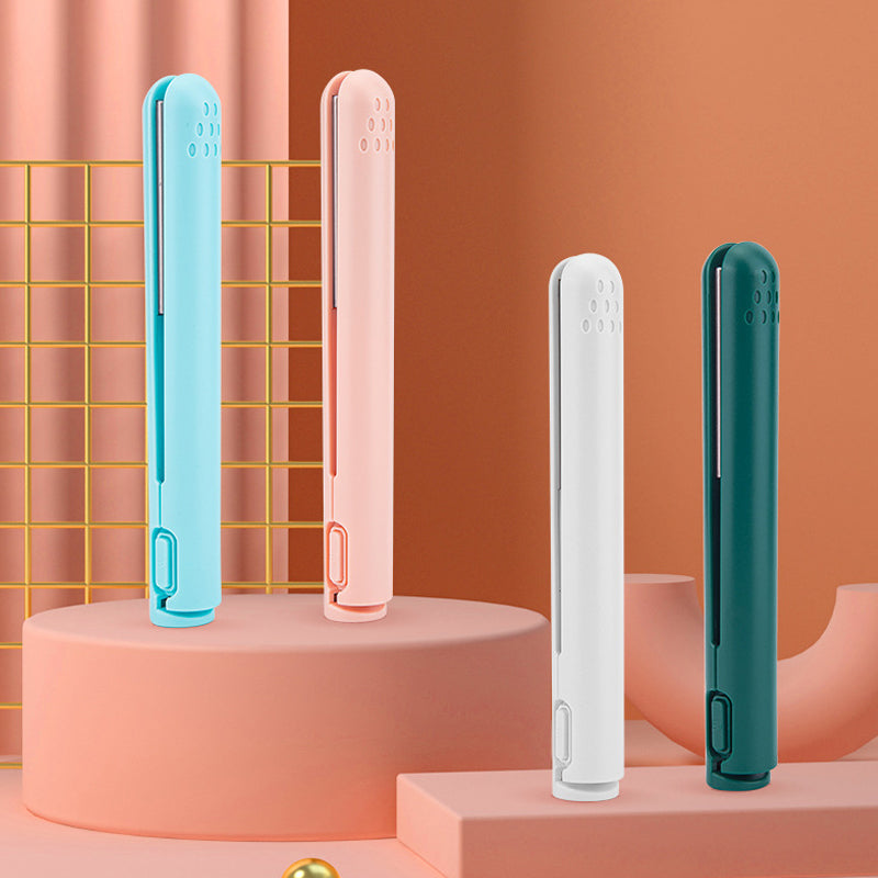 NOUVEAU RICHE Mini Lockenstab und Glätteisen – 2-in-1 Reise-Glätteisen & Lockenstab, Keramikbeschichtung, Schnelles Aufheizen – Lina Weiss