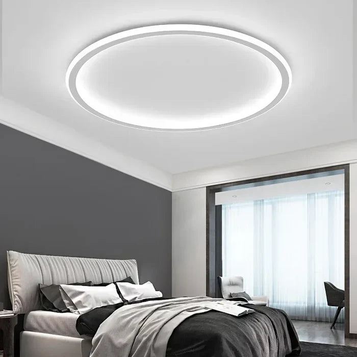 NOUVEAU RICHE Skandinavische runde Deckenleuchte – Moderne LED Deckenlampe rund, dimmbar, optional mit Fernbedienung, Ø 20–50 cm – AuroraSphere